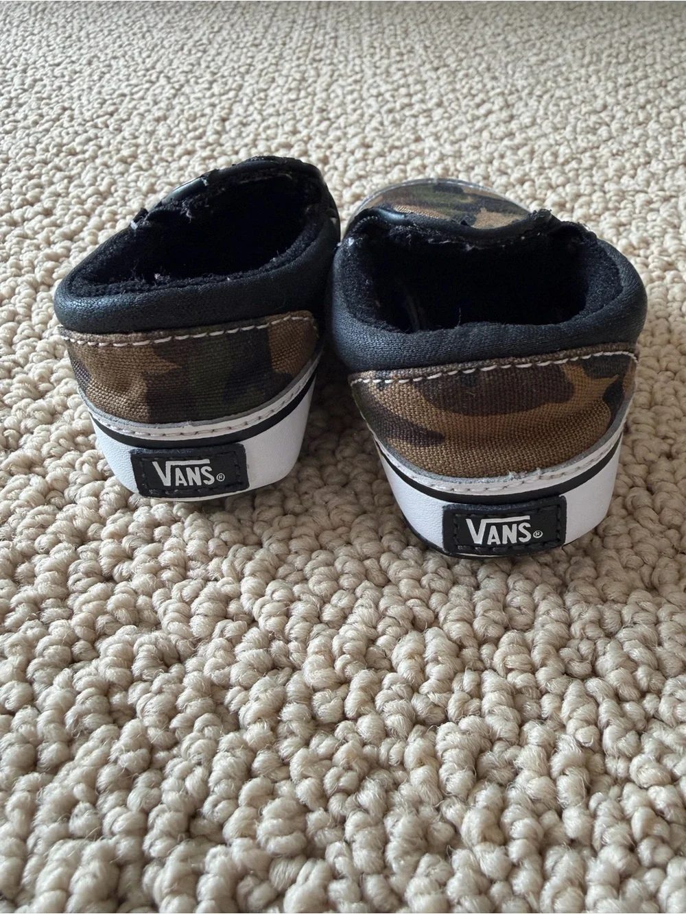 Vans Baby Slip-On Shoes in Camouflage Green, Brown and Black